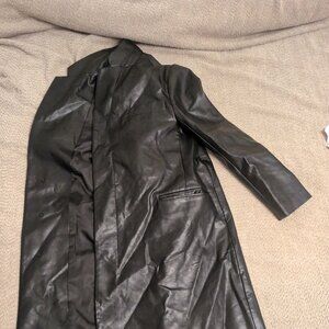 DEMAVIE black leather jacket (longline) (10P)